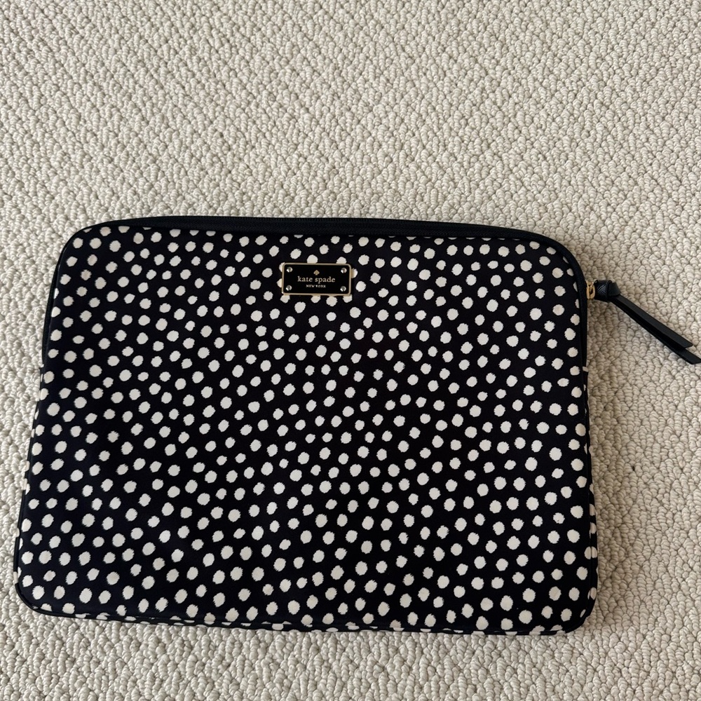 Kate Spade Black and White polka dotted laptop case